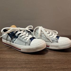 New England Patriots Womens Glitter Low Top Canvas Shoe sz 6
